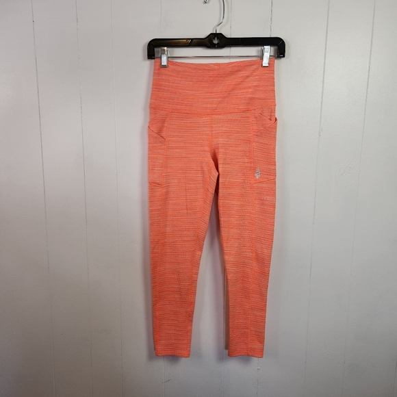 Free People Movement Roll Out Leggings Heathered Neon Mango 7/8 Size Small - Picture 4 of 10